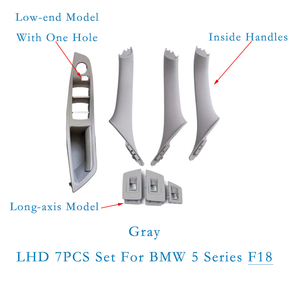 BMW 5 Series F18 7-Piece Gray LHD Inner Door Pull Handles Window Panel Set