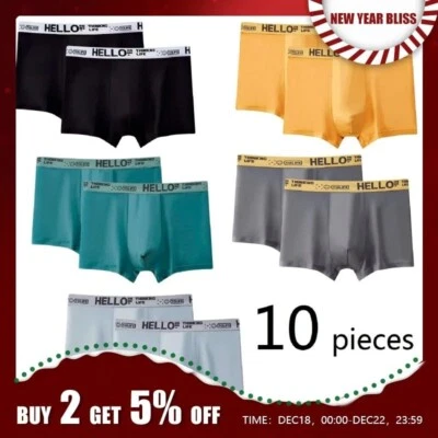 10 Pièces Hommes Boxers Slip Sous-Vêtements 2XL 3XL 4XL 10 Couleurs Mélange Mode - Photo 1/4
