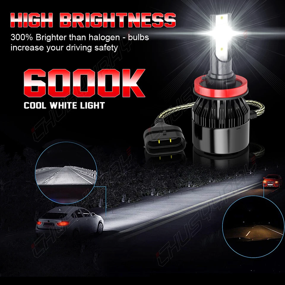 Combo de 6 faros LED blancos para Pontiac G8 2008-2009 bombillas antiniebla altas y bajas Foto 4 de 4