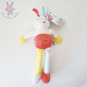 Neuf Doudou Lapin Blanc Orange Jaune Cœurs Auchan Ebay