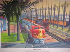Railroad Art, Winfield, Santa Fe "Rolling into Riverside"18X24",S/N C 2019(0452)