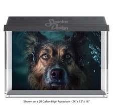 Brown Black Dog Swimming Polyester Fish Tank Glass Backdrop Aquarium Background