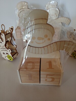 Christmas Crafts Wood Decor 3 Snowman & 3 Reindeer That Light Up