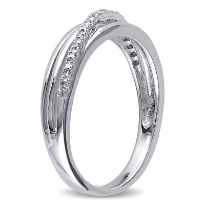 Amour Sterling Silver 0.06 CT TW Diamond Crossover High-polish