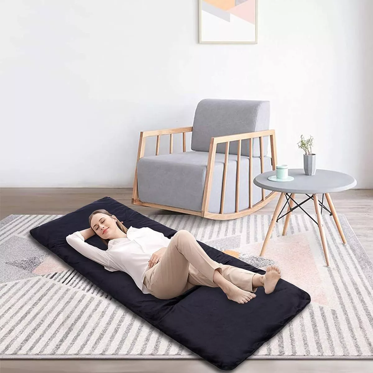 Soft Comfortable Cotton Sleeping Cot Mattress Pad for Camping 75x29 BLACK