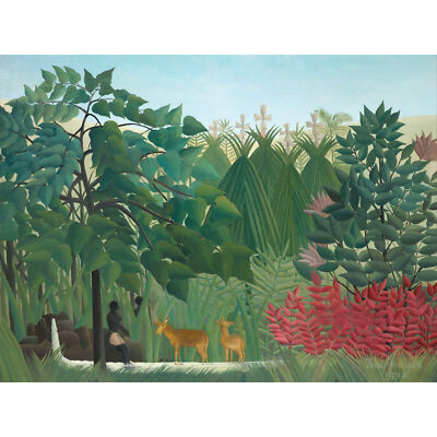 Henri Rousseau Der Wasserfall extra großer Wandbilddruck Premium Leinwandbild
