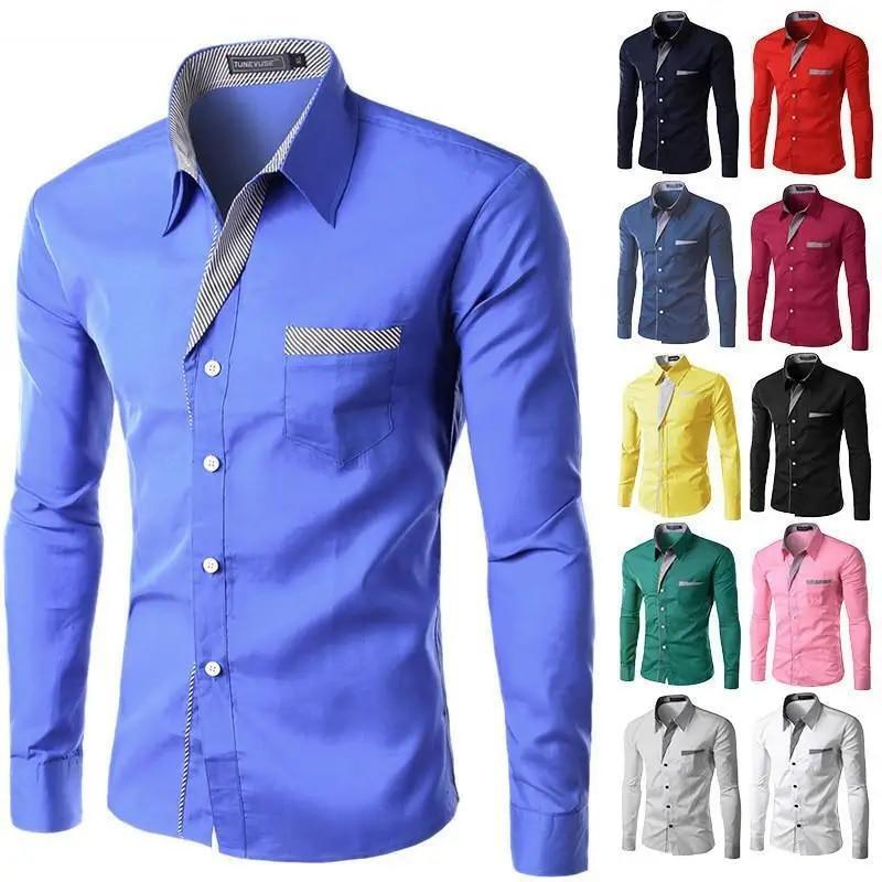 Camisa De Hombre De Vestir Moda Ropa Manga Larga Negocios Elegante