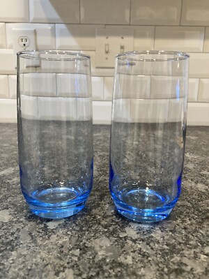 Set of Vintage Aqua Blue Glass 16 Drinking Glasses