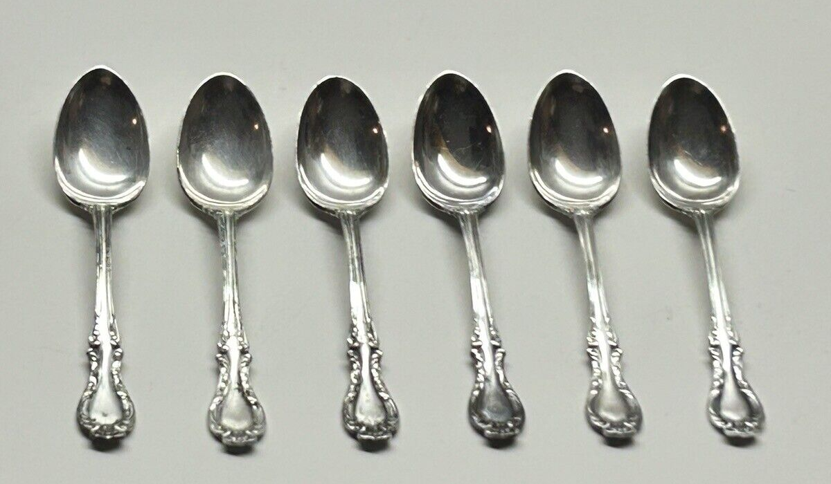 Set Of 6 R WALLACE 1835 Silverplate 4.2” Demitasse Spoons Joan Pattern