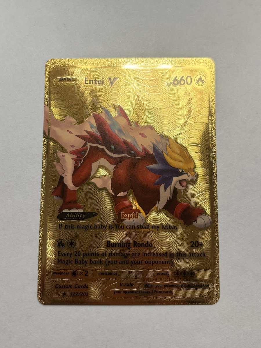Entei V HP 660 - Fan Art - Textured Gold Foil Card - NM/LP | eBay