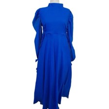 Ryal Blue chiffon Casual Summer Long Sleeve Womens modest wear long dress