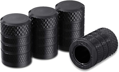 4x Black Anodized Aluminum Tire Valve Stem Caps Covers Fits Universal