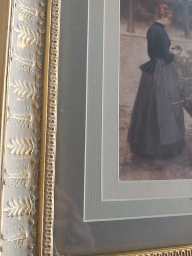 Victor Gilbert Ornate Gilded Framed Print Flower Lady w/Daughter in Wheelbarrow - Picture 5 of 14