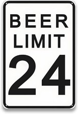 Funny Man Cave Decor for Men - Beer Limit 24 Sign, Metal Garage Bar Sign for Hom