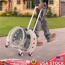 Rolling Pet Carrier Breathable Cat Carrying Bag Dog Backpack w/ Wheels Pad