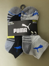 New Mens Puma 6 Pair Quarter Crew Athletic Socks.
