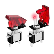 DaierTek Red 12V LED Lighted Toggle Switch with Aircraft Cover 