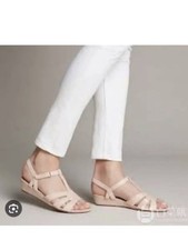 Image of CLARKS ABIGAIL DAISY LADIES BLUSH LEATHER WEDGES CASUAL SANDALS 4 D