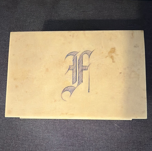Vintage Monogram Initial F Trinket Box Felt-Lined Interior Hinged Lid