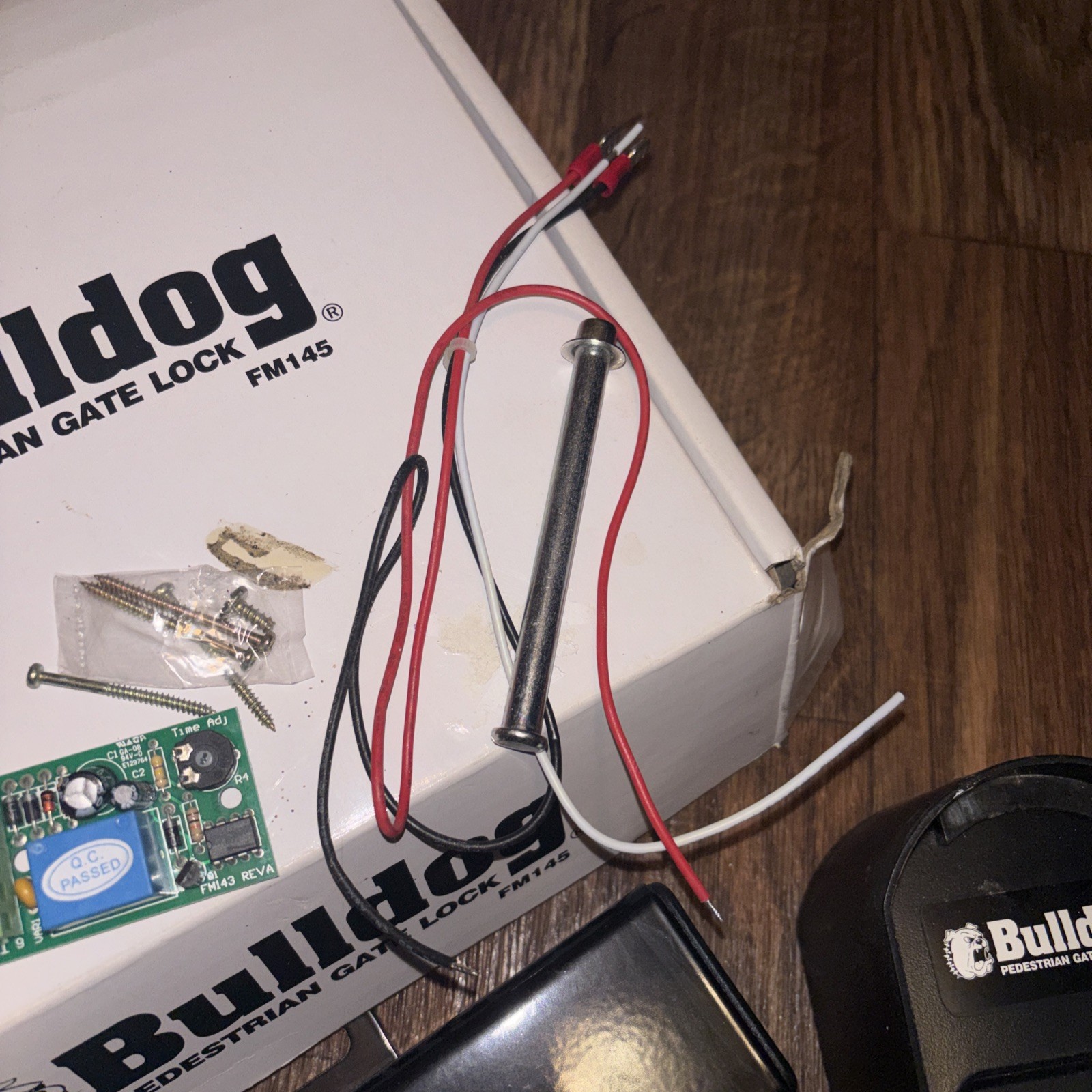 Bulldog pedestrian gate lock fm145 . All Pieces Included, No Instruction Manual.