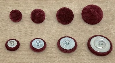 Burgunderrot Chenille Samt Schlaufe Rücken Polster Knöpfe 15 mm, 19 mm, 23 mm oder 28 mm