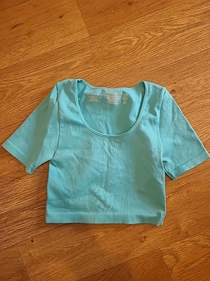 Damen Primark Größe 10-12 Himmelblau Kurzarm Crop Top