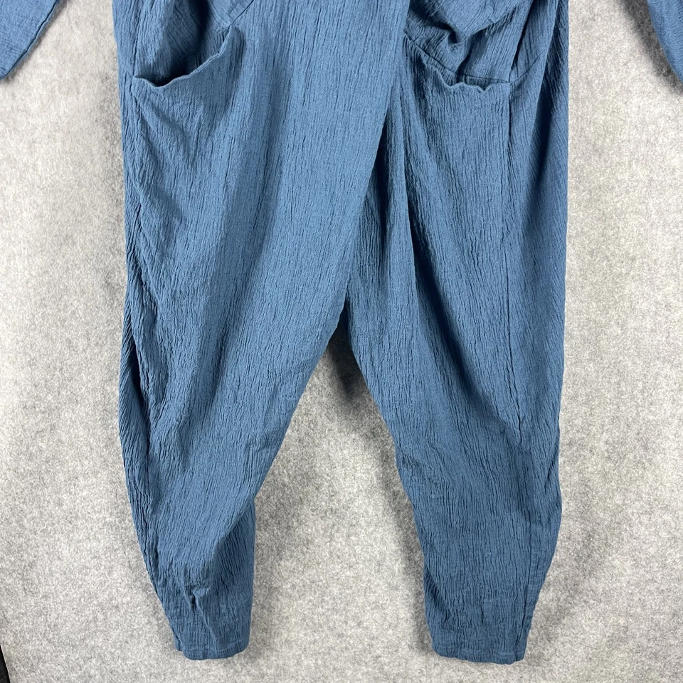 Myrah Penaloza Linen Blend Amma Playsuit Womens M/L Blue Crinkle Drapey Minimal - Image 4 of 4