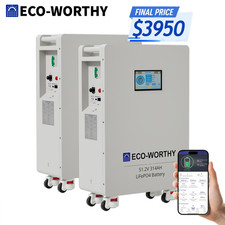 ECO-WORTHY 32.15kWh 2Pack 48V 314AH LiFePO4 Battery Vertical Standing Backup