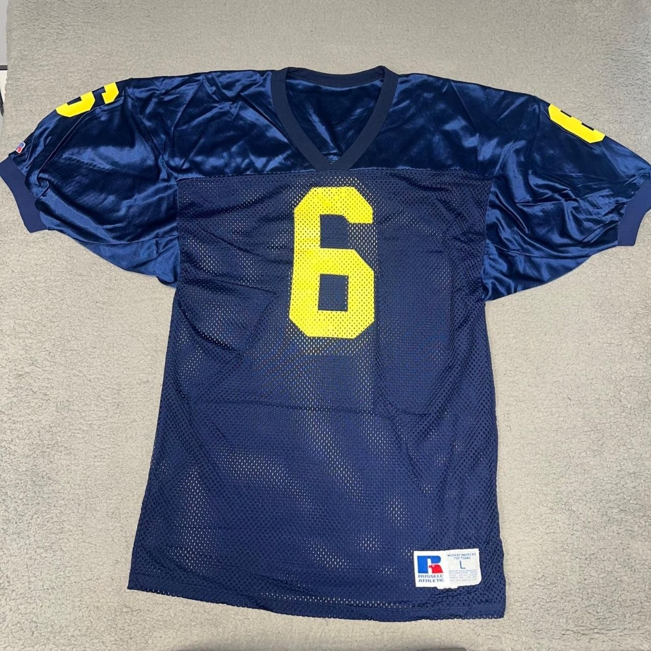 VTG Russell Michigan Wolverines Tyrone Wheatley Jersey Men's Sz L Blue #6