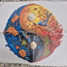 Wooden Puzzle Yin Yang Owl  Flower Design in Package