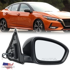 Black Right Side Mirror w/ Power Adjust Manual Fold for Nissan Sentra 2020-2025