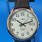 Vintage 2009 Timex Easy Reader Date 35mm Mens Quartz Dress Watch New Strap Resto