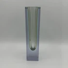 Midcentury MANDRUZZATO Italian Murano Sommerso Square Vase Art Glass 8in Purple
