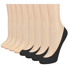 Double Couple 8 Pairs No Show Socks Women Low Cut Socks for Flats Non Slip Th...