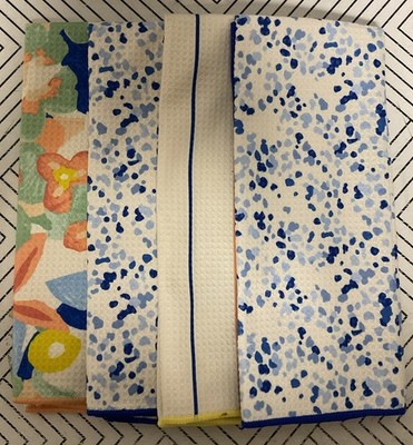   Room Essentials Waffle Splatter Hand Towels 16 x26  LOT OF 4 AS SHOWN 
