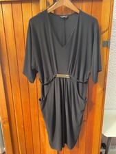 Jet Black Stretch Fabric Dress F&F V-Neck