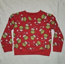 Boys Dr Seuss Grinch Christmas Holiday Graphic Sweatshirt Red 3T-5T NEW