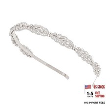 Silver Rhinestone Crystal Wedding Headband - Silver Flower Design