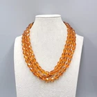 Vintage Amber Glass Bead Necklace Estate Costume Jewelry Long 60 in