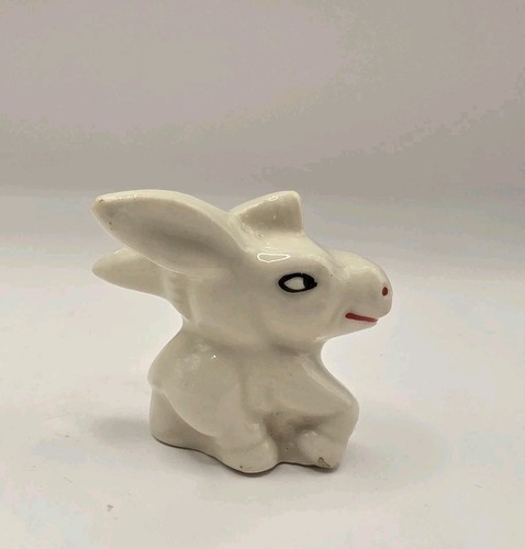Vtg Ceramic Porcelain Donkey Figurine 2"L White Political?