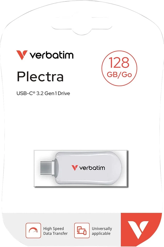 Verbatim Plectra USB-C Flash Drive 128GB White - Photo 3/3