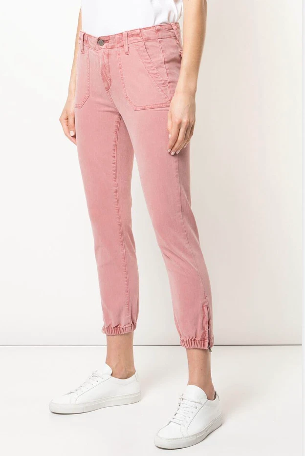 Paige Mayslie Jogger Pants Womens 29 Pink W6336 Zip Cuff Stretch