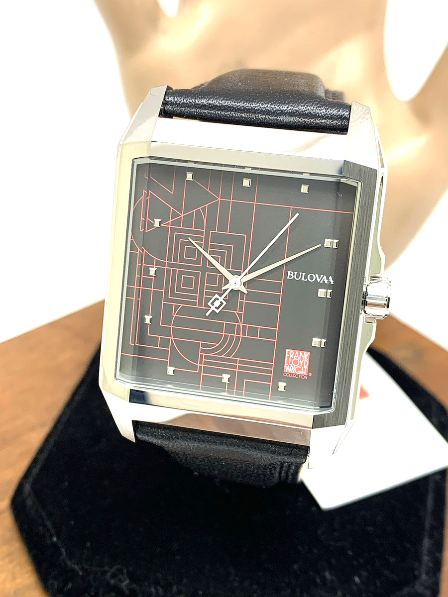 Bulova Men's Watch 96A223 Frank Lloyd Wright December Gifts Quartz