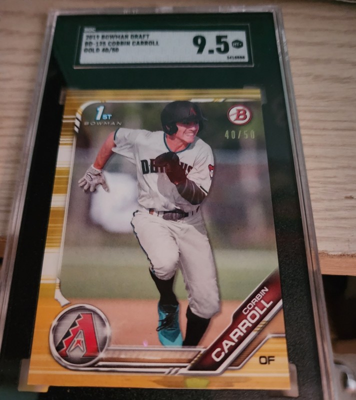 corbin carroll 2019 Bowman  Draft  #BD-125 Gold /50 Diamondbacks SGC 9.5