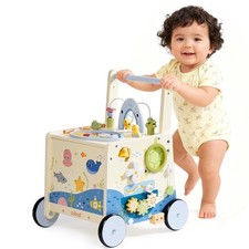 Wooden Baby Walker Push Toy for Toddlers 10M  Adjustable Height  Speed Con...