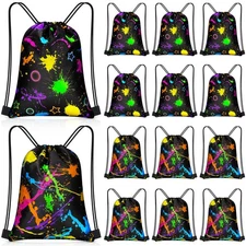 30 Pcs Glow in the Dark Gift Bags Neon Treat Drawstring Bags for Glow Party S...