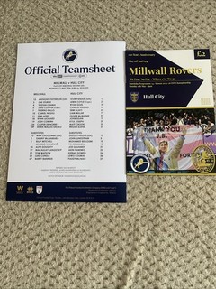 Millwall V Hull City Play Off Second Leg Programme & Team Sheet 11th May 25/26
