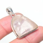 Rose Quartz Gemastone Handmade 925 Sterling Silver Jewelry Pendant 1.50" Z797