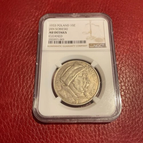 POLAND 1933 W JAN III SOBIESKI 10 ZLOTYCH VICTORY OVER THE TURKS NGC AU CLEANET