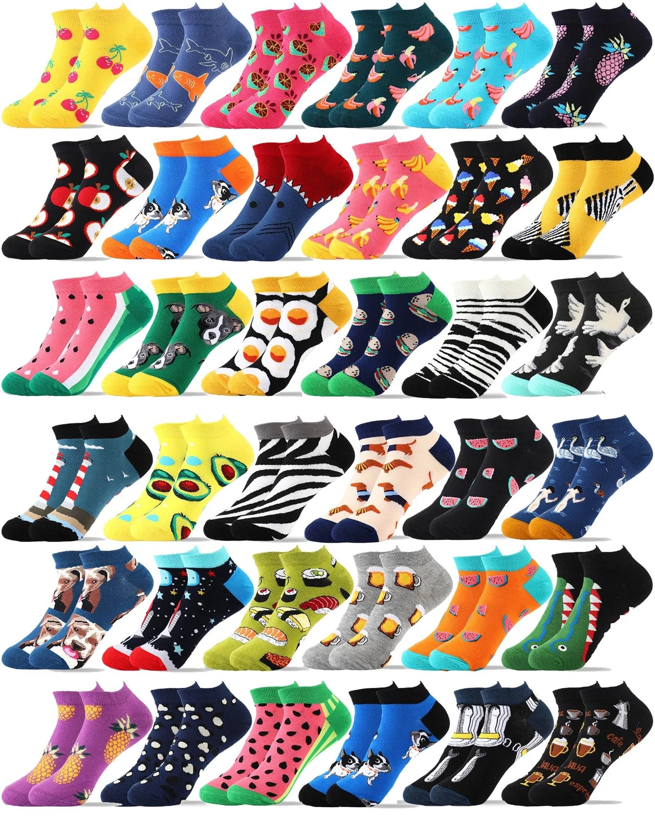 36 Pairs Funny Men's Ankle Socks Colorful Low Cut Cotton Dress Socks Bulk for...